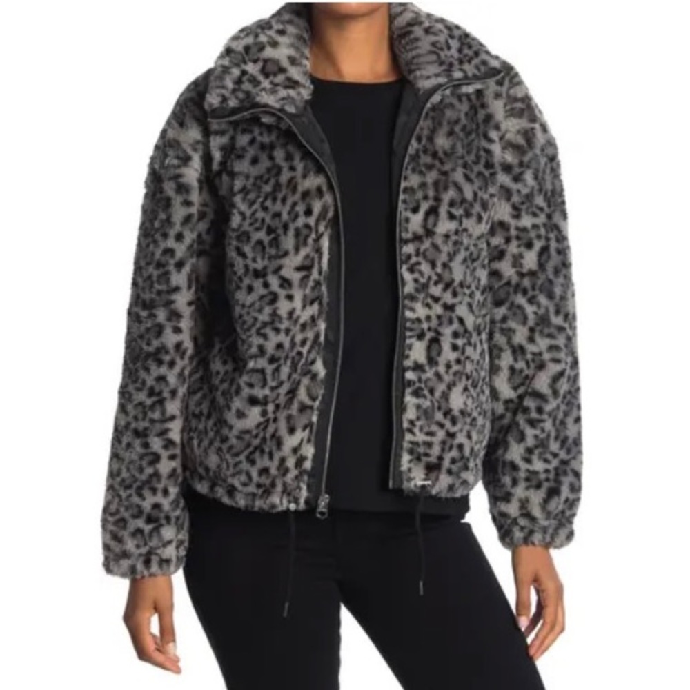Lucky Brand Faux Fur Leopard Coat